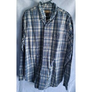 ce schmidt‎ work wear blue plaid button down l large lg